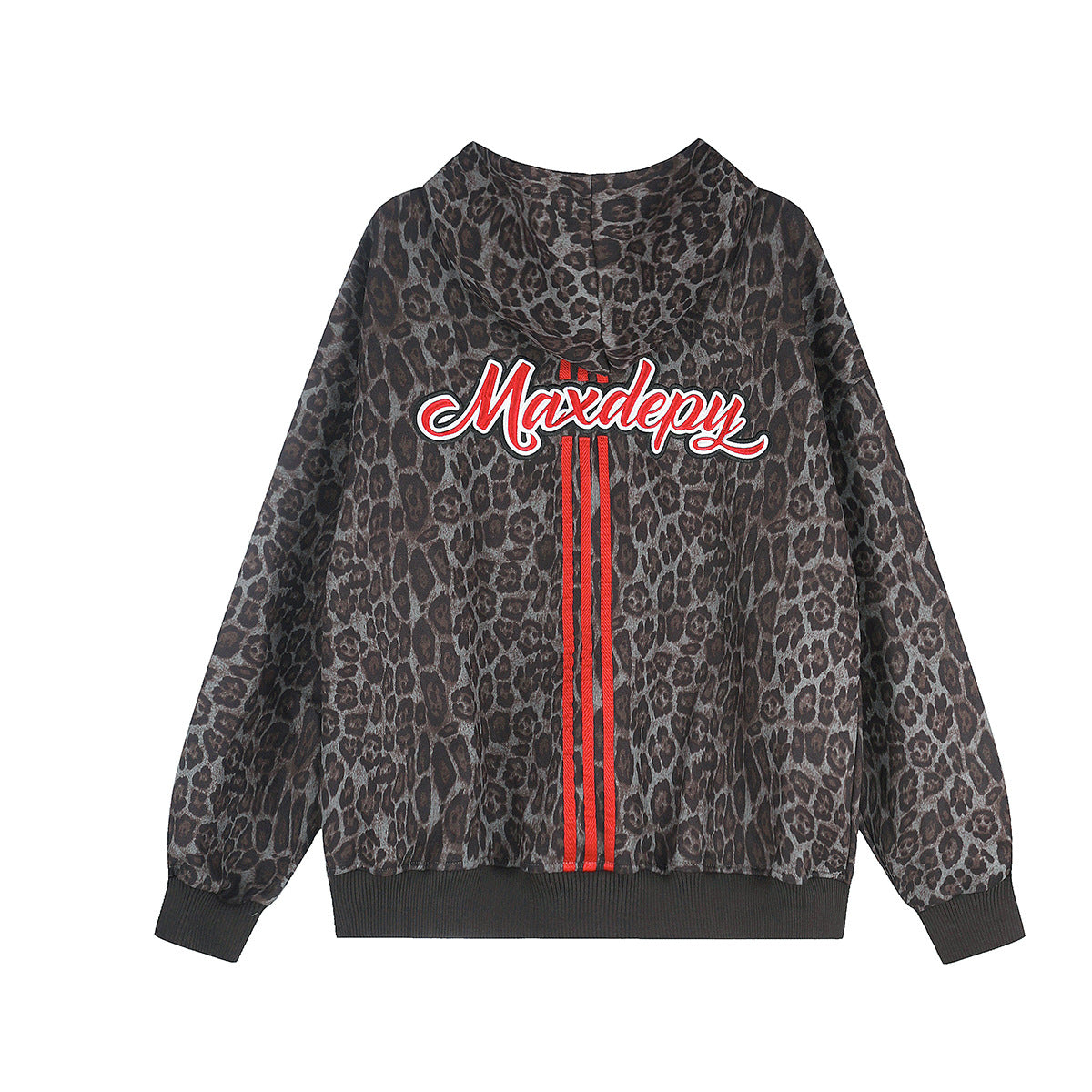 Leoparden-Hoodie mit Reißverschluss und Design – bestickte Varsity-Streetwear-Jacke
