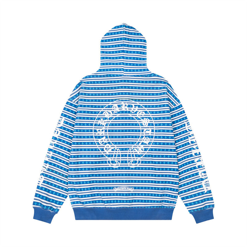 Men's Striped Gothic Letter Graphic Pullover Hoodie – Oversized Fit