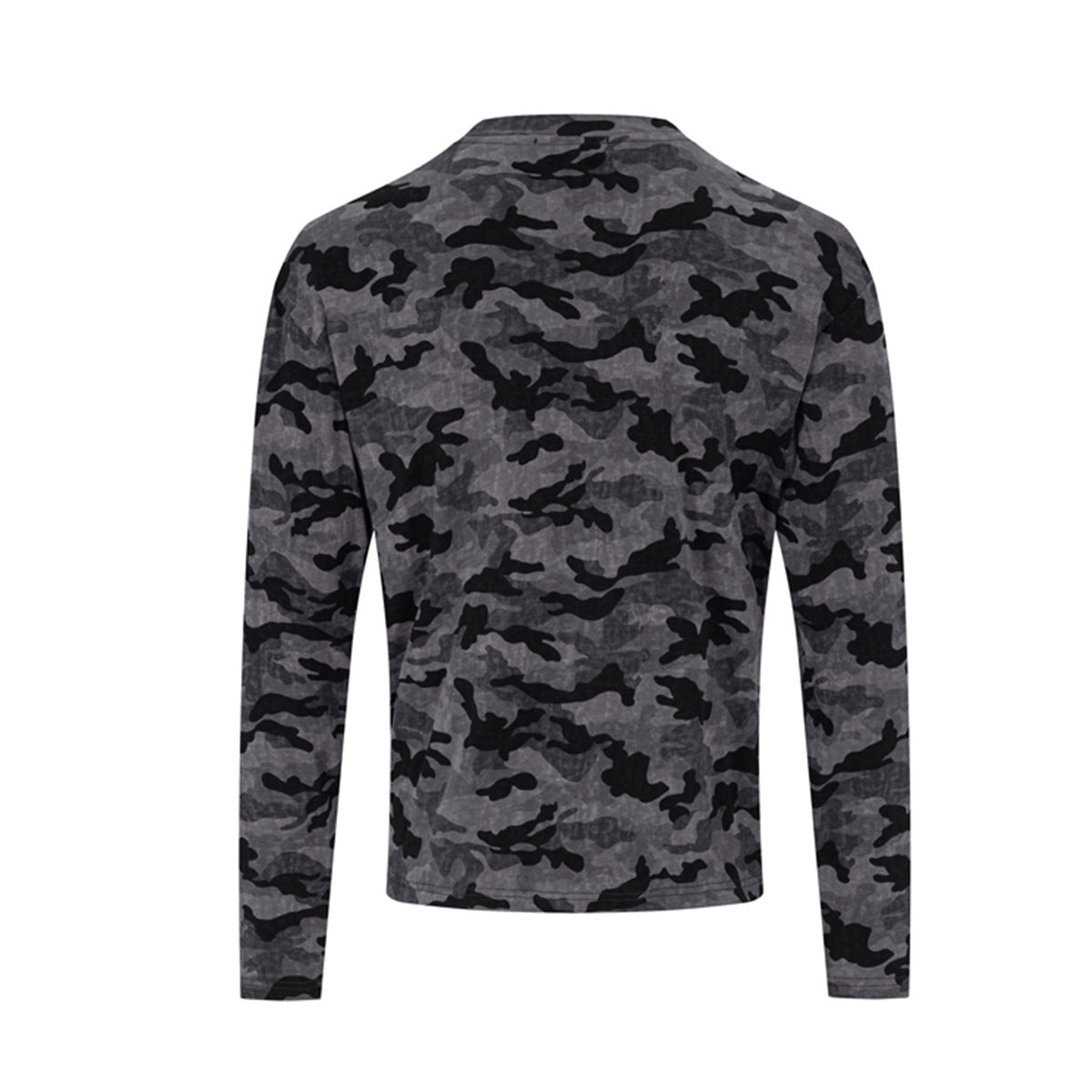 Camiseta gráfica de manga larga con camuflaje – Camiseta streetwear de estampado desgastado