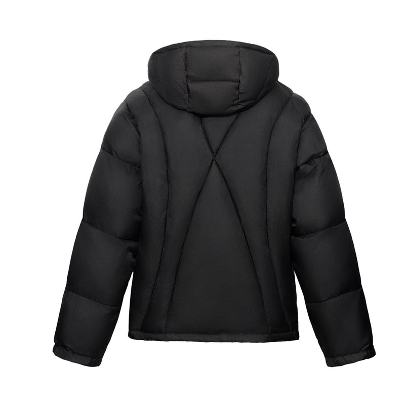 Daunenjacke mit Kapuze, unregelmäßiger Steppung & abnehmbarer Kapuze
