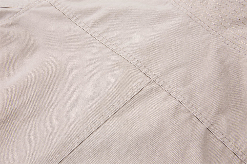 Men's Funnel-Neck Cropped Jacket – Solid Color Streetwear Harrington
