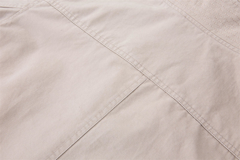 Men's Funnel-Neck Cropped Jacket – Solid Color Streetwear Harrington