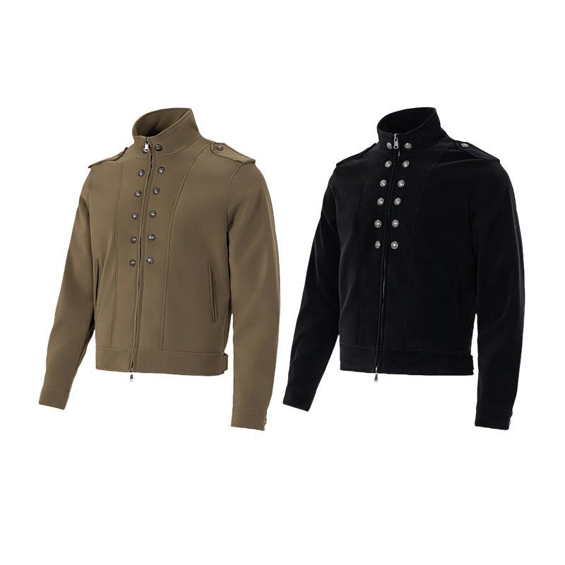 Jacke im Military-Stil mit Stehkragen und zweireihigem Knopfdetail