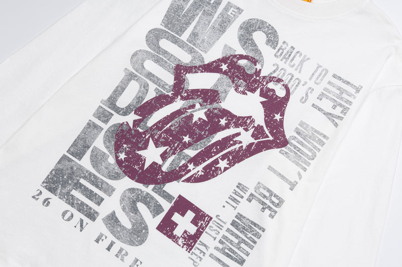 ロングスリーブ ロックグラフィックTシャツ｜色あせプリント ストリートウェアシャツ