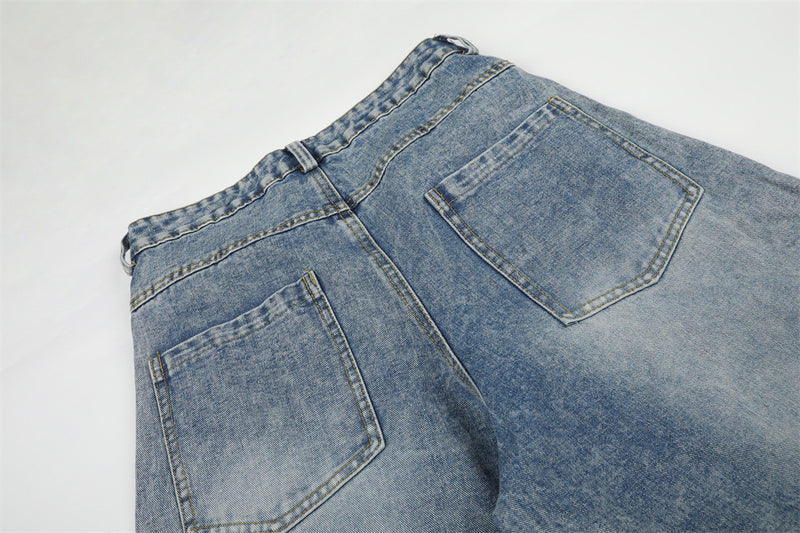 Baggy Cargo Jeans Men – Wide Leg Multi-Pocket Washed Denim