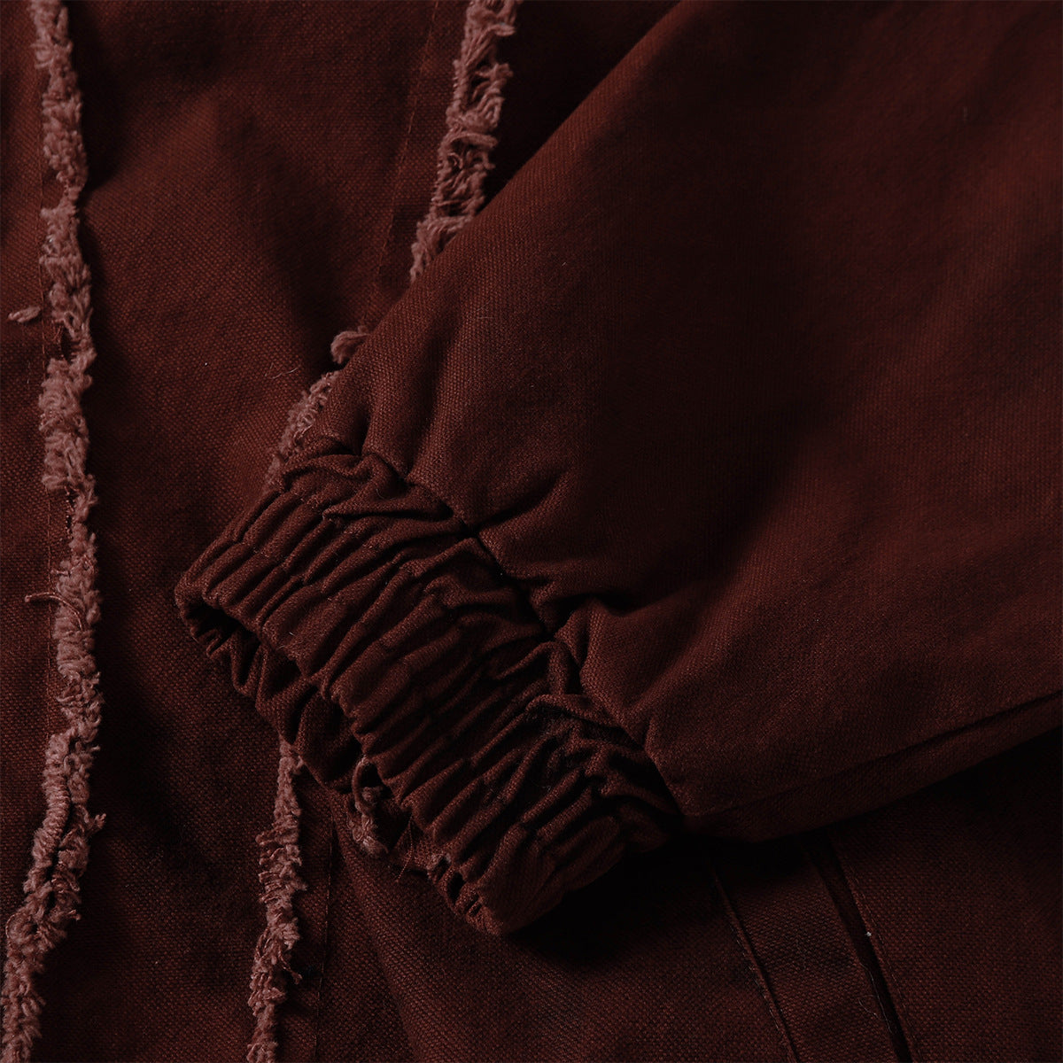Men's Washed Distressed Zip-Up Hooded Jacket with Raw-Edge Patchwork