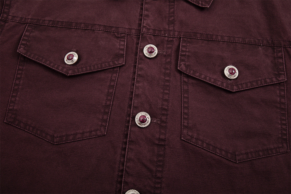 Men's Washed Denim Trucker Jacket – Vintage Workwear Style with Snap Buttons
