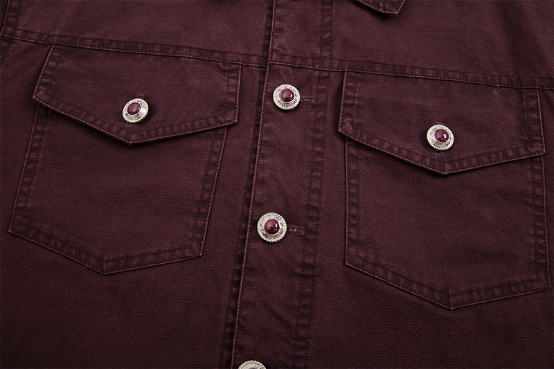 Men's Washed Denim Trucker Jacket – Vintage Workwear Style with Snap Buttons