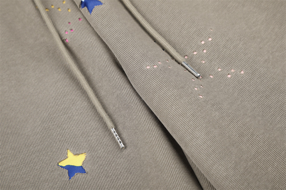 Colorful Star Print Wide-Leg Sweatpants – Relaxed Fit Curved Hem Casual Pants