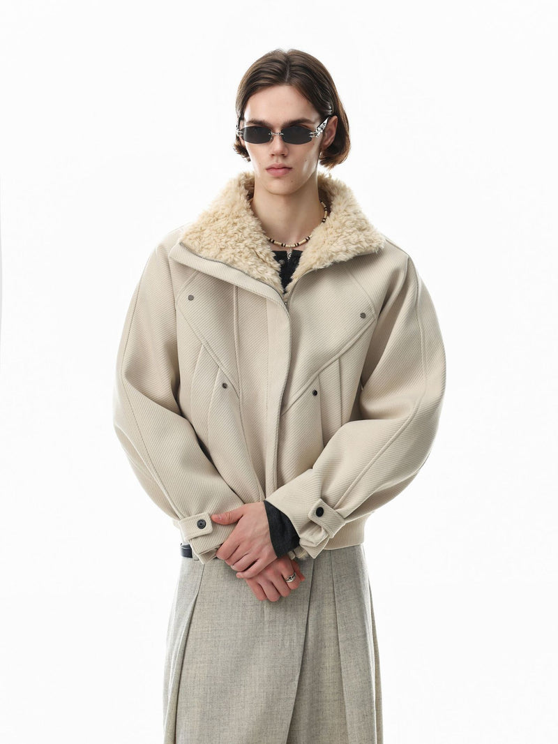 Men's Oversized Bomber Jacket with Sherpa Collar – Padded Winter Coat