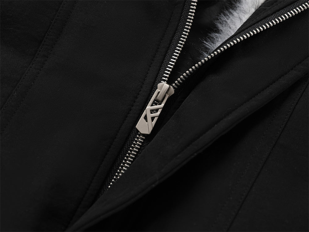 Oversized Bomber Jacket with Faux Fur Lining – Black Winter Coat