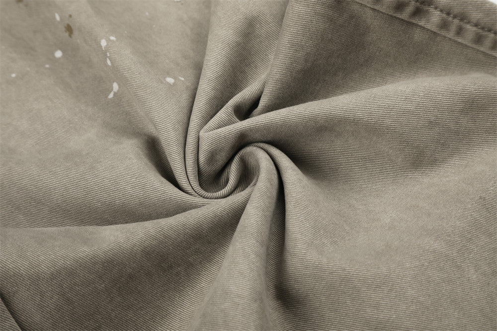 Pantalon cargo wide leg – Kaki délavé, éclaboussures de peinture et chaîne métallique