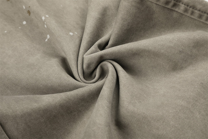 Pantalon cargo wide leg – Kaki délavé, éclaboussures de peinture et chaîne métallique