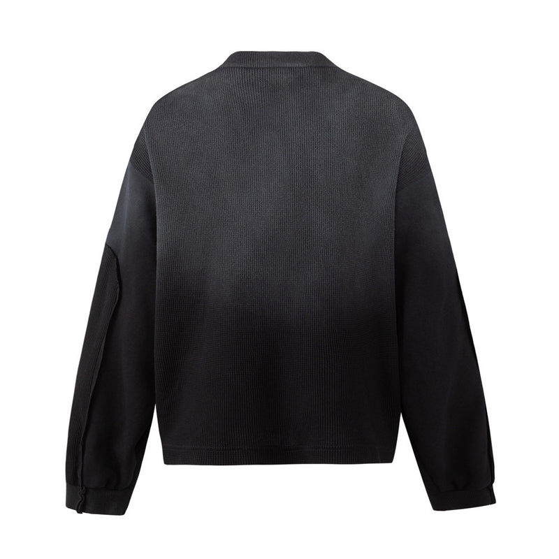 Black Bomber Jacket with Rhinestone Number Print & Mixed-Texture Panels