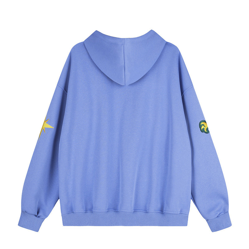 Embroidered Zip-Up Hoodie – Oversized Streetwear Varsity Style