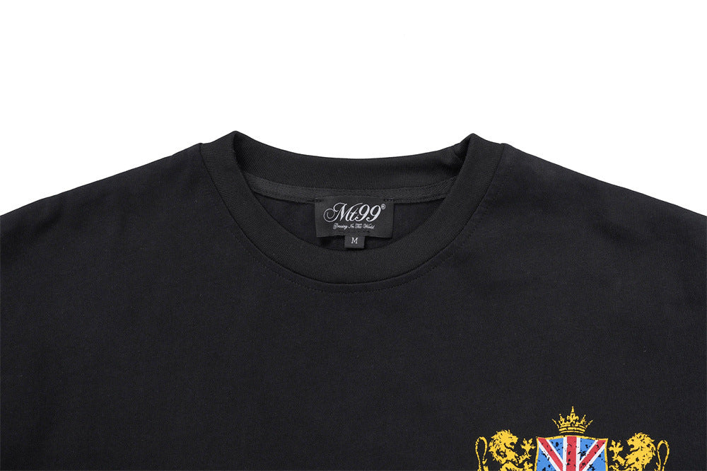 Men's Designer T-Shirt Faux-Layered Long Sleeve Union Jack Graphic Tee