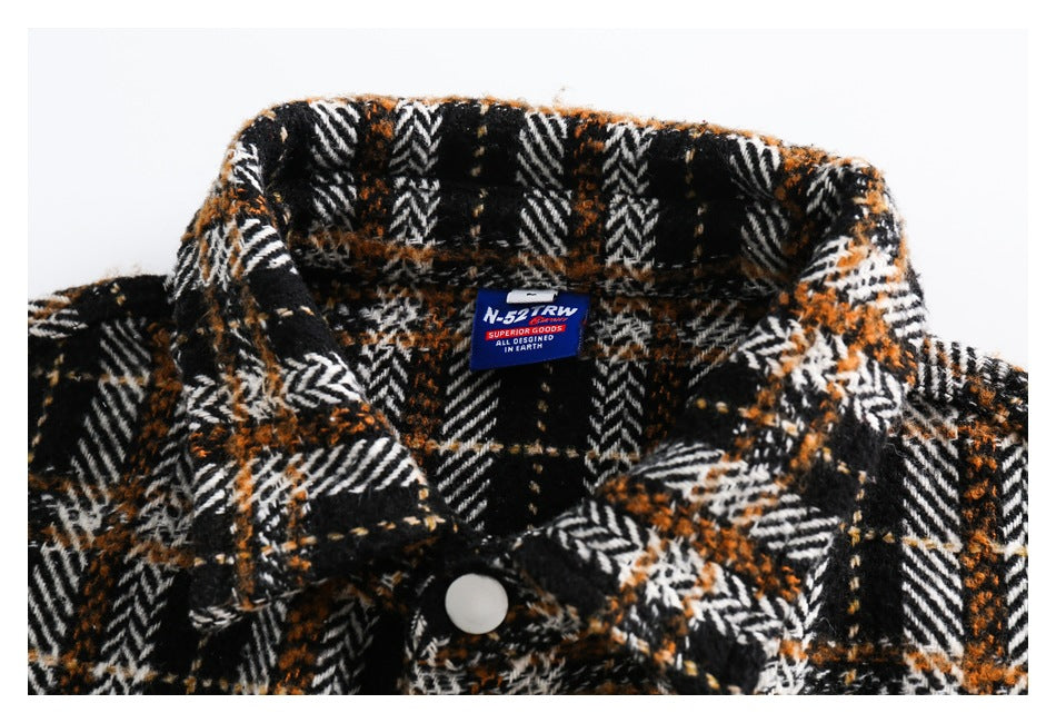 Vintage Plaid Patchwork Fringe Jacket – Oversized Unisex Overshirt