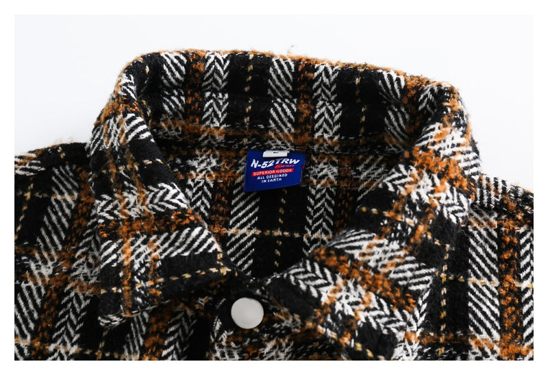 Vintage Plaid Patchwork Fringe Jacket – Oversized Unisex Overshirt