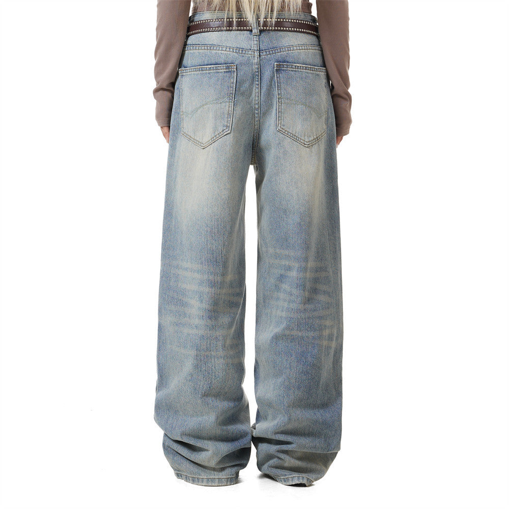 Wide-Leg Baggy Jeans – Vintage Washed Straight-Cut Denim