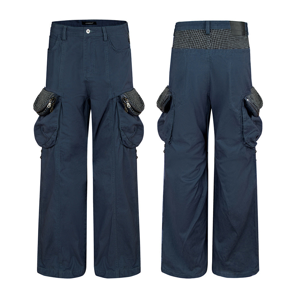 Men's Wide-Leg Cargo Pants with Multi-Pocket Utility Design