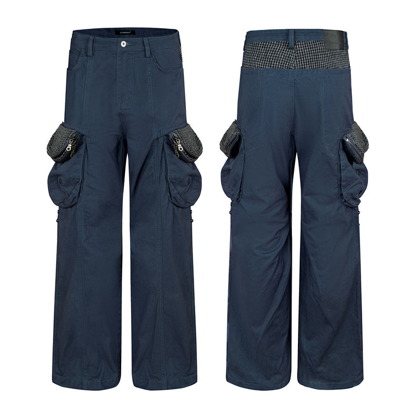 Men's Wide-Leg Cargo Pants with Multi-Pocket Utility Design