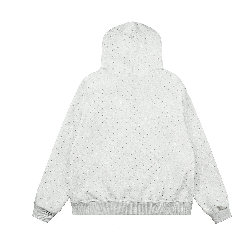 Sweat à capuche zippé avec bordure en fausse fourrure, ange anime et notes de musique