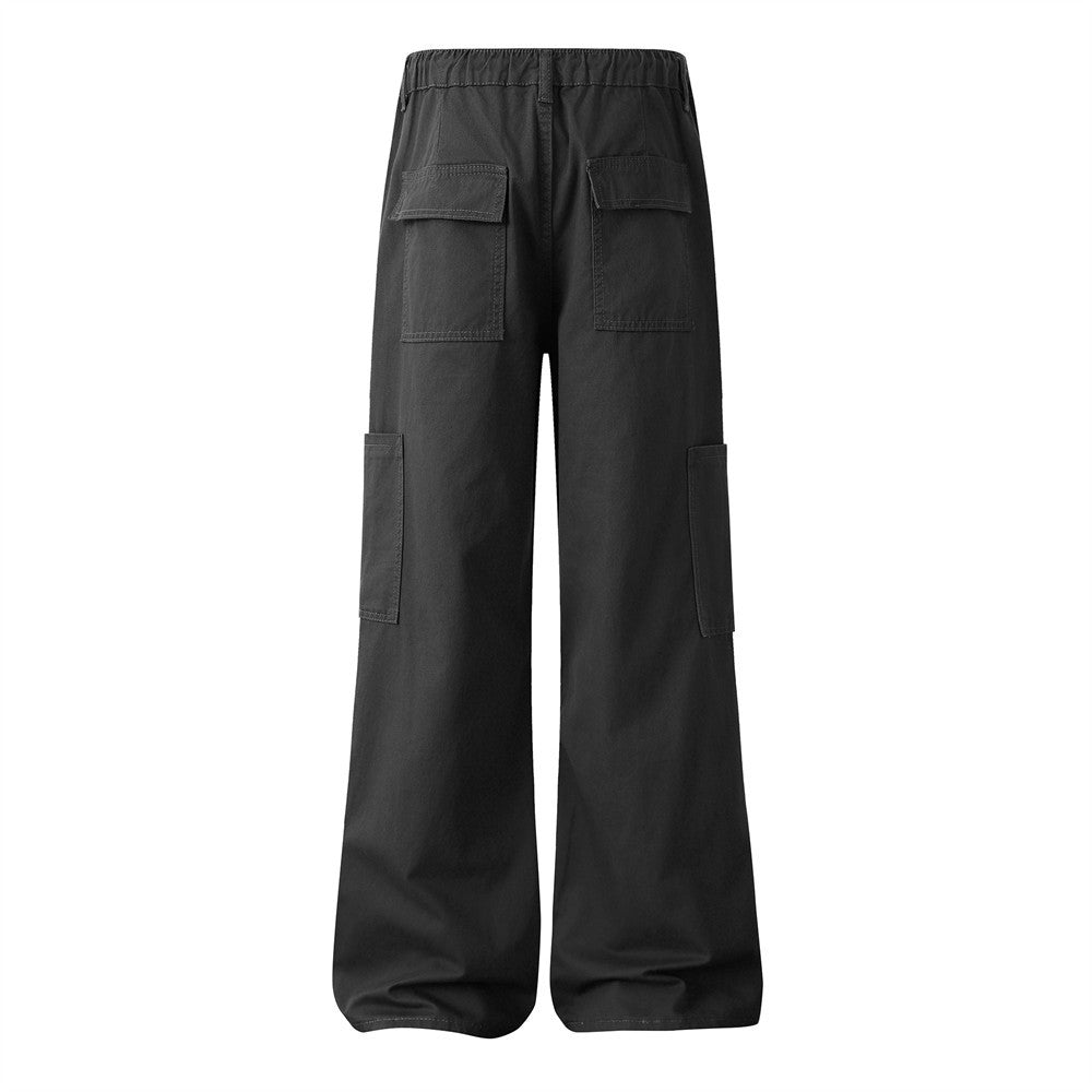 Men's Baggy Cargo Pants – Wide Leg Drawstring Parachute Trousers with