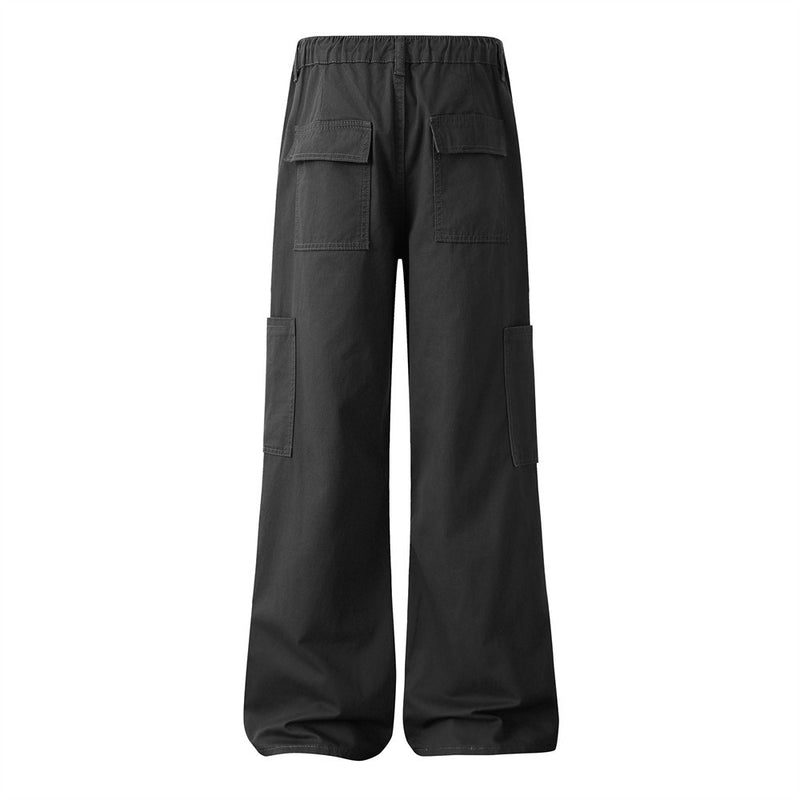 Men's Baggy Cargo Pants – Wide Leg Drawstring Parachute Trousers with