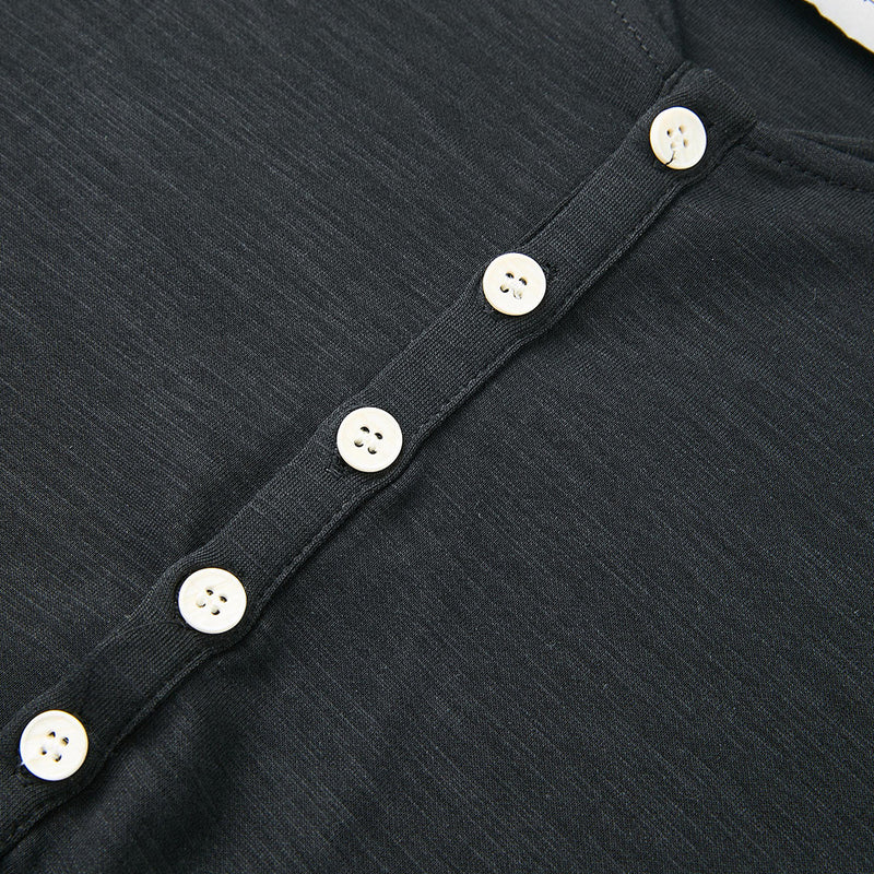 Men's Long Sleeve Henley Shirt – Relaxed Fit Button Placket