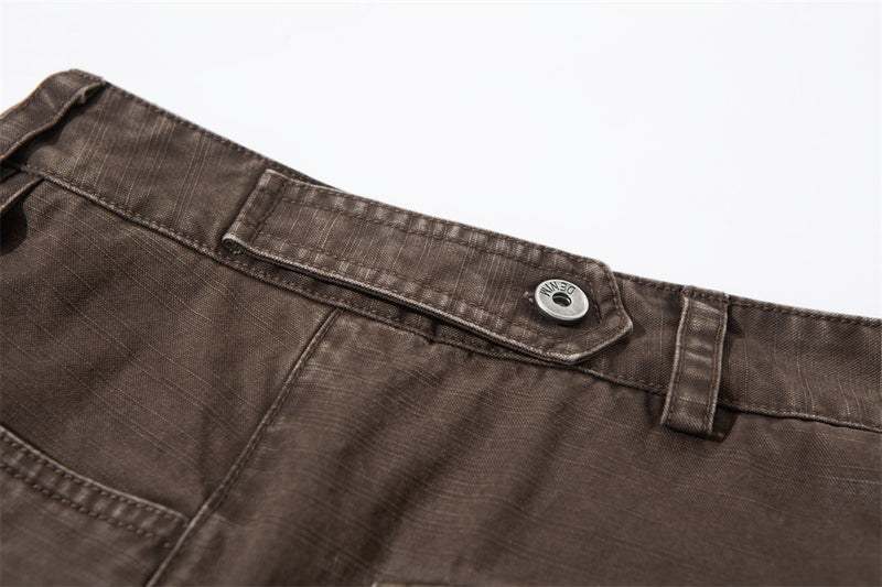 Wide-Leg Pleated Trousers – Vintage Washed Relaxed Fit Men's Pants