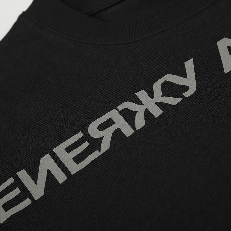 T-shirt homme à manches longues avec motif de lettres cyrilliques – col rond et coupe décontractée