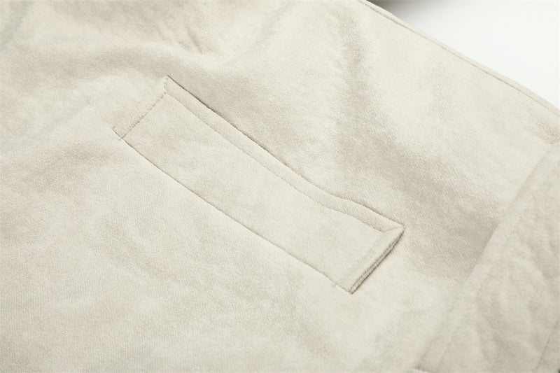 Men's Double-Breasted Sherpa-Collar Belted Jacket with Epaulettes