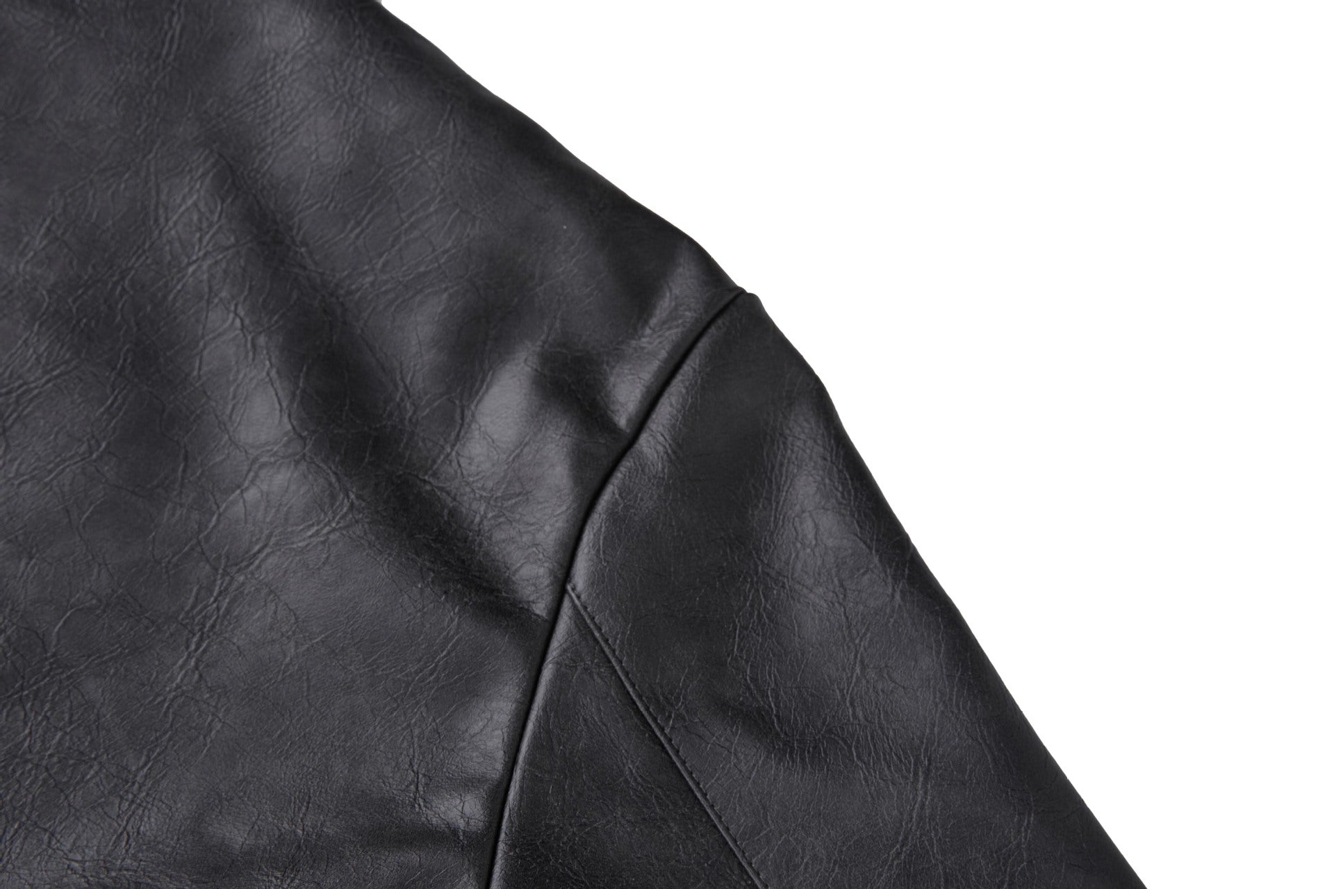 Blouson biker oversize en cuir – Style moto à col montant et poignets à boucles