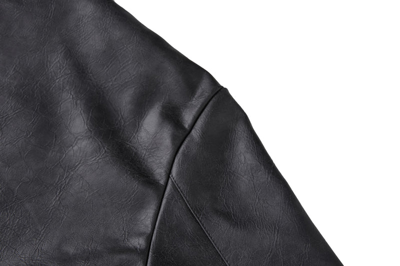 Blouson biker oversize en cuir – Style moto à col montant et poignets à boucles