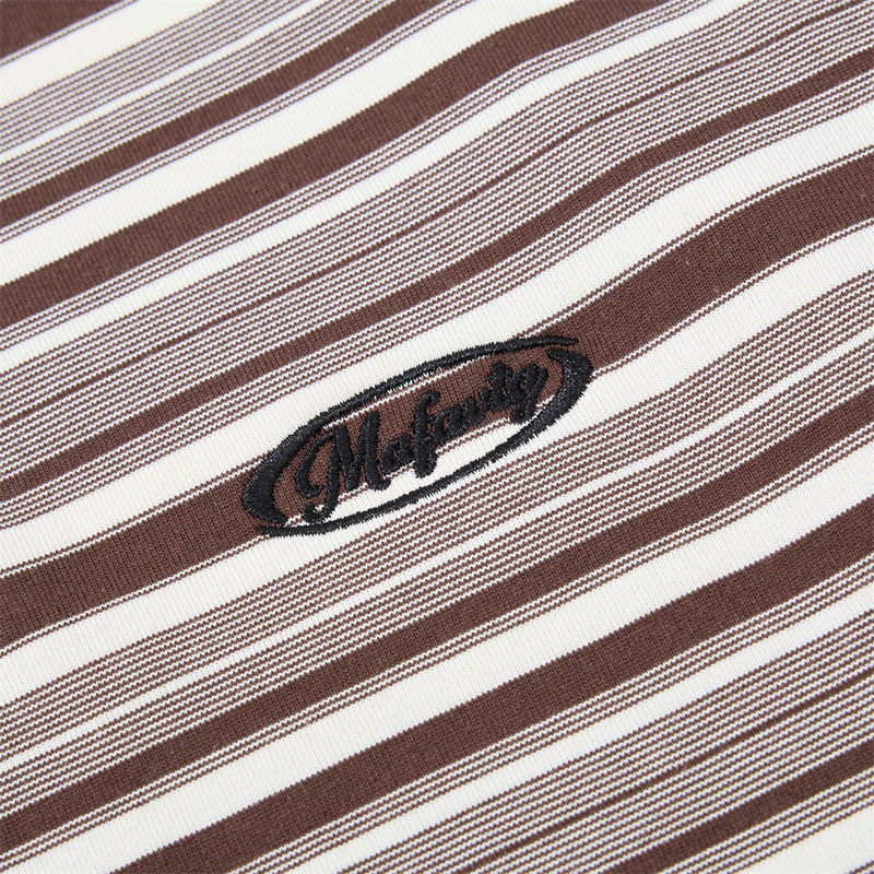 Striped Faux Two-Piece Polo Shirt – Relaxed Fit Long Sleeve with Contrast Woven