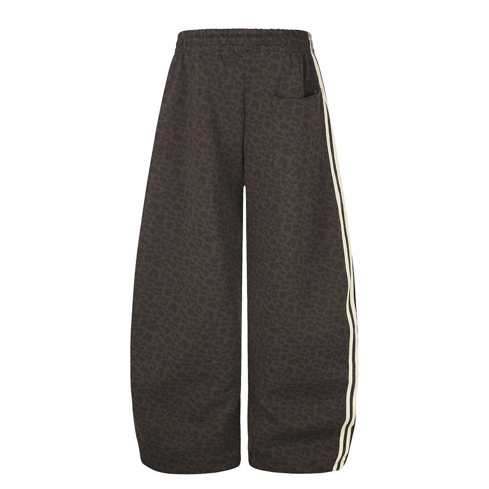 Wide-Leg Sweatpants with Side Stripes & Music Note Print
