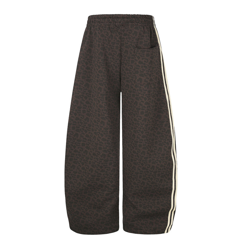 Wide-Leg Sweatpants with Side Stripes & Music Note Print