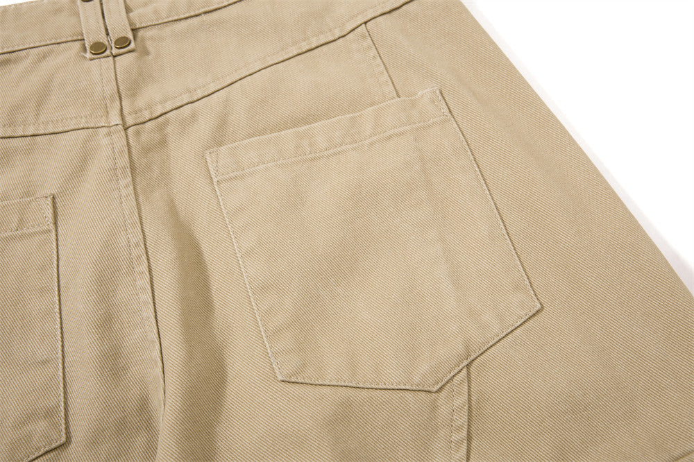 Wide-Leg Cargo Pants with Multi-Pocket Deconstructed Design