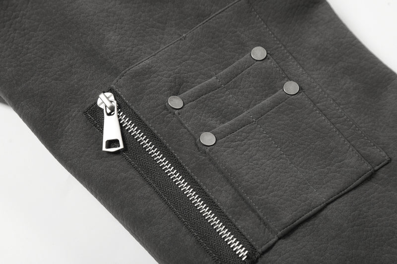 Blouson bomber oversize à capuche, vintage américain, broderie et suédine PU – Veste moto