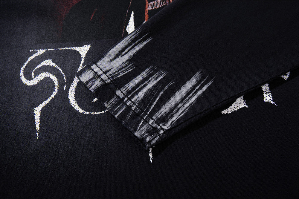 Herren-Langarmshirt mit Graphic – Spray-Dye-Distressed-Print im Hip-Hop-Stil