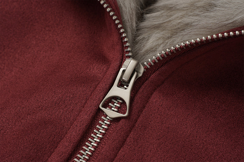 Bomber en suédine avec capuche en fausse fourrure – Manteau d’hiver oversize