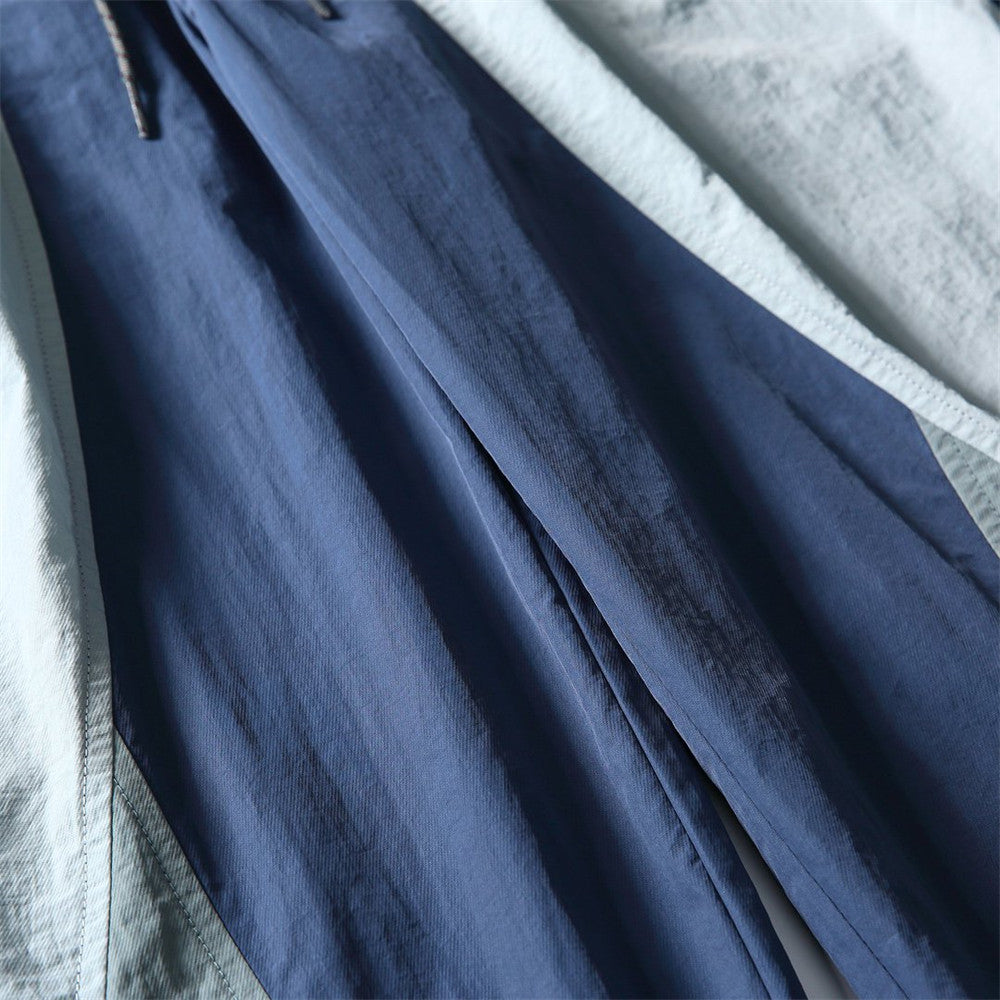 Wide-Leg Colorblock Track Pants – Relaxed Fit Outdoor Sport Trousers