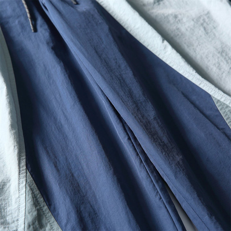 Wide-Leg Colorblock Track Pants – Relaxed Fit Outdoor Sport Trousers