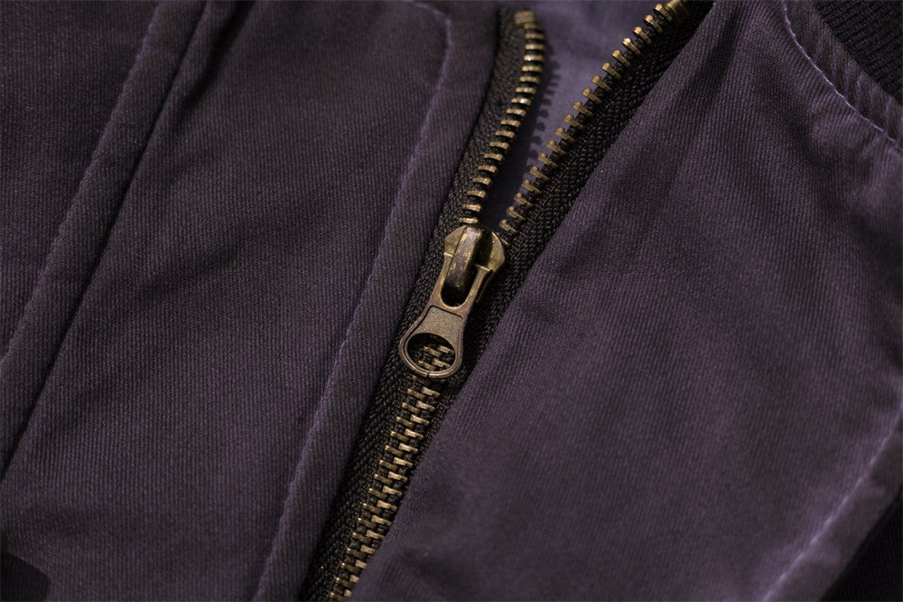 Ruched Sleeve Bomber Jacket with Clasp Front and Stand Collar