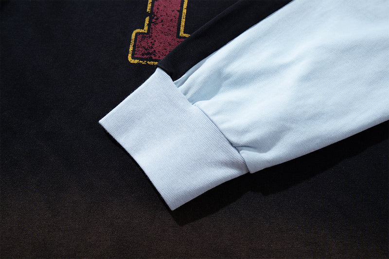 ベースボール長袖シャツ – カラーブロック ウォッシュド グラフィック ラグランTシャツ