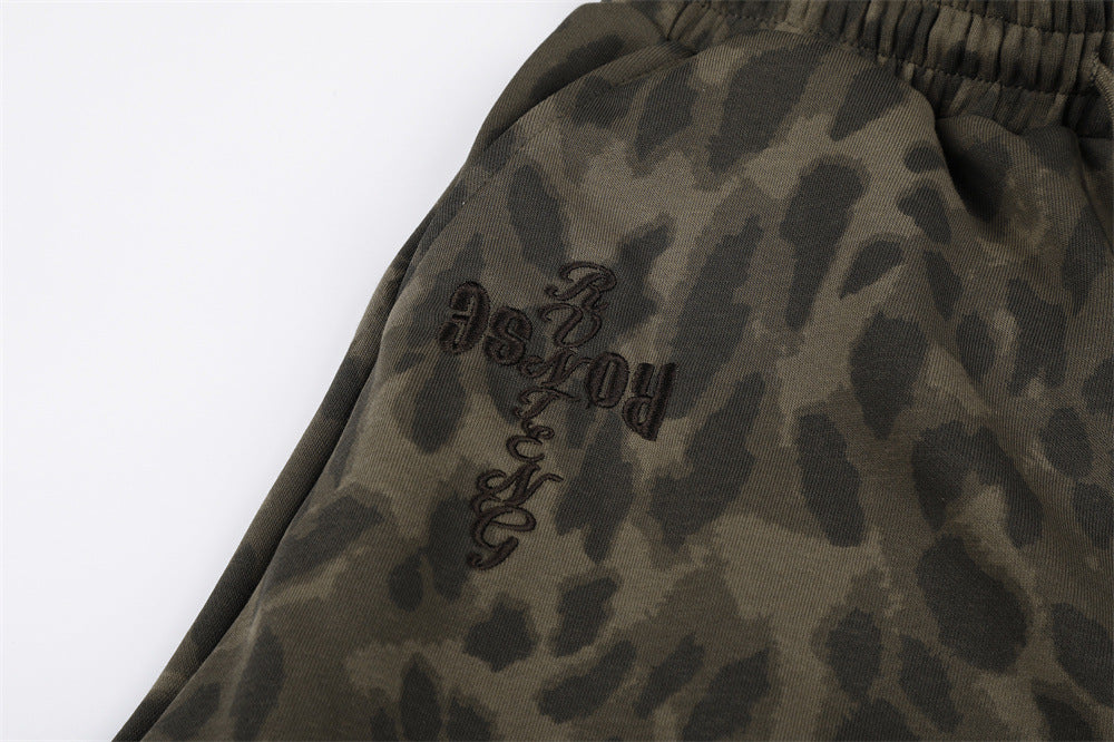 Wide-Leg Leopard Print Sweatpants with Faux Fur Cargo Pocket – Men's Relaxed Fit