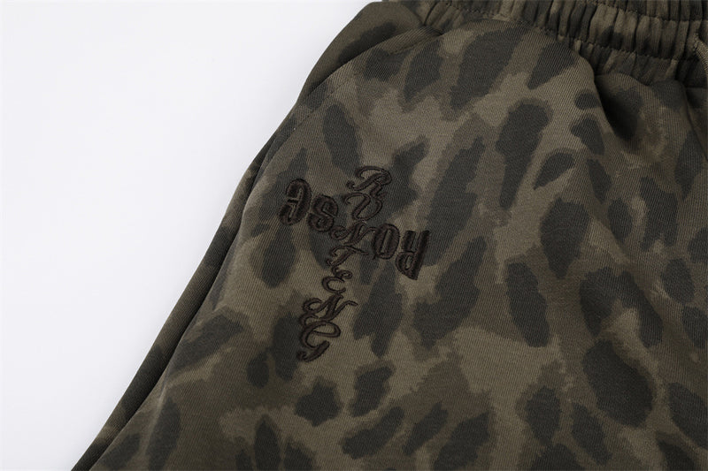Wide-Leg Leopard Print Sweatpants with Faux Fur Cargo Pocket – Men's Relaxed Fit