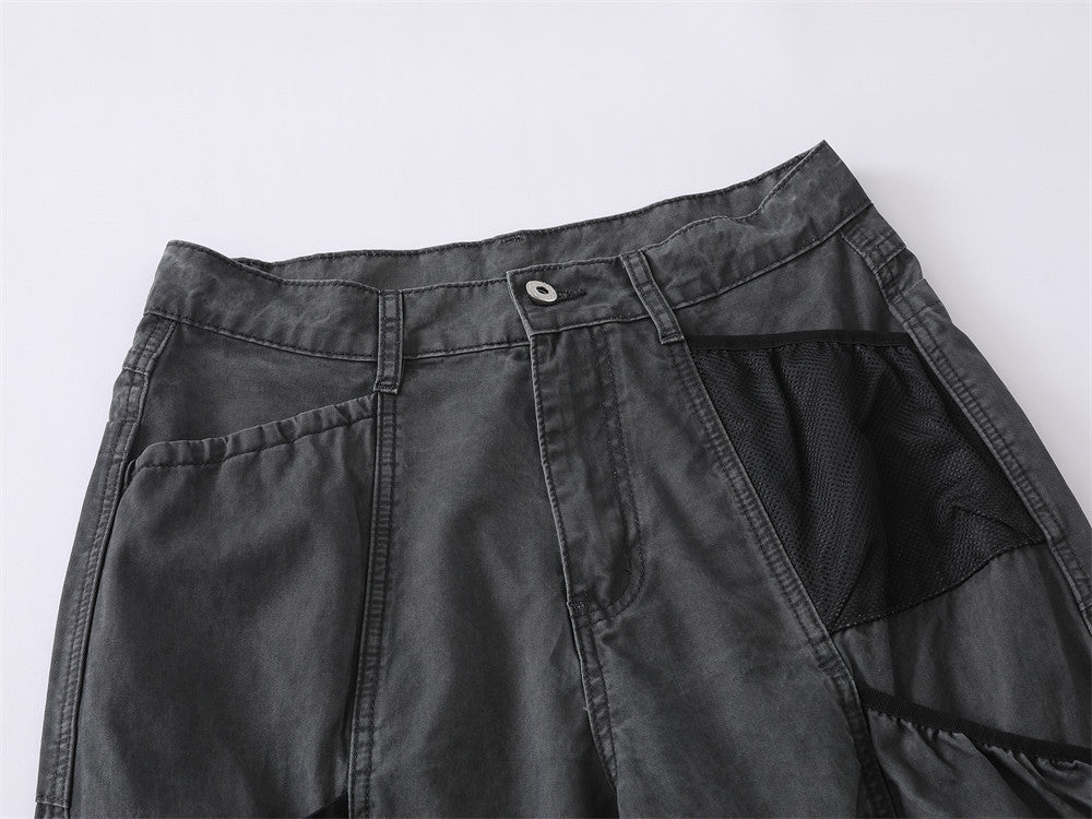 Wide-Leg Cargo Pants – Washed Vintage American Workwear with Oversized Pockets
