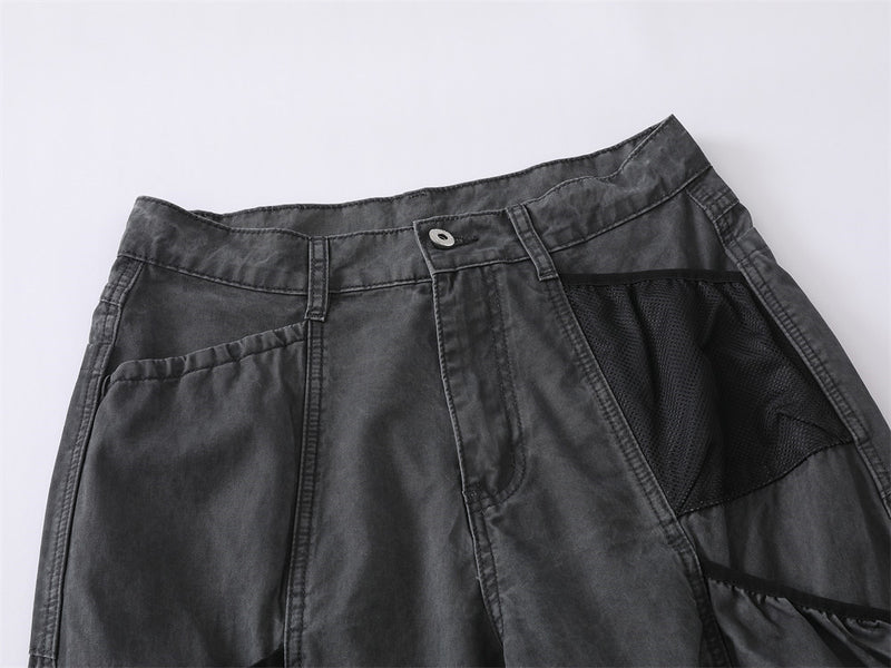 Wide-Leg Cargo Pants – Washed Vintage American Workwear with Oversized Pockets