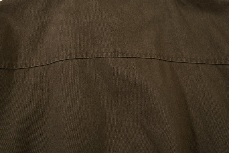 Washed Cargo Bomber Jacket – Men's Oversized Stand Collar with Double Chest Zips